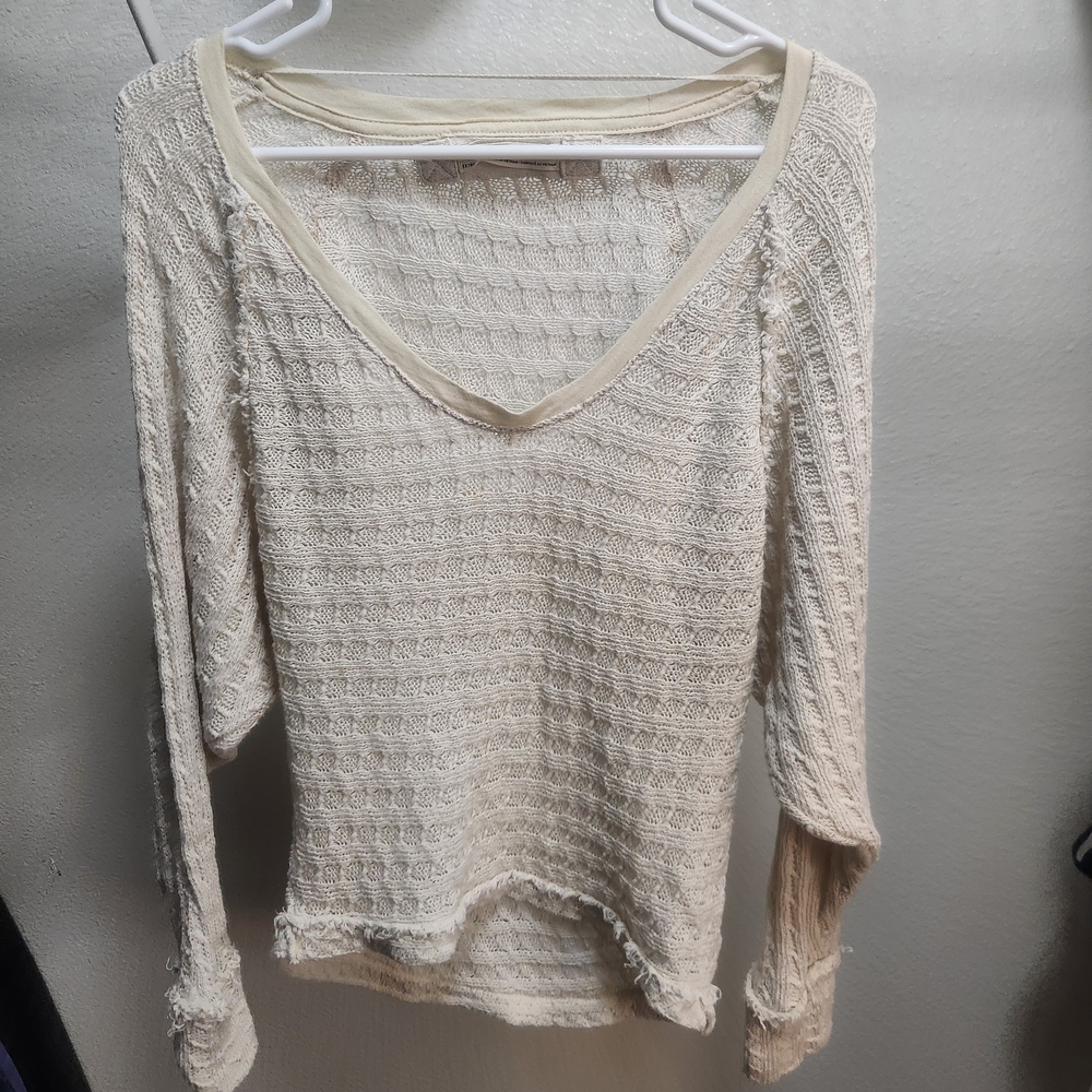 We The Free Cream Textured Knit Top